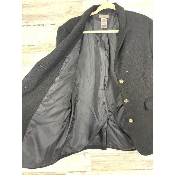 Sans Souci Women’s L Black Gold Button Up Lined Dress Work Jacket Blazer NEW - Picture 3 of 6